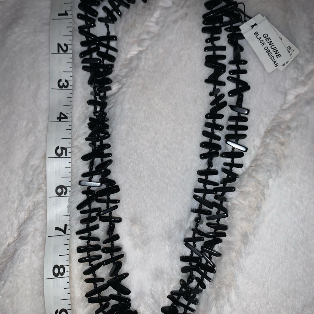 Genuine black obsidian necklace